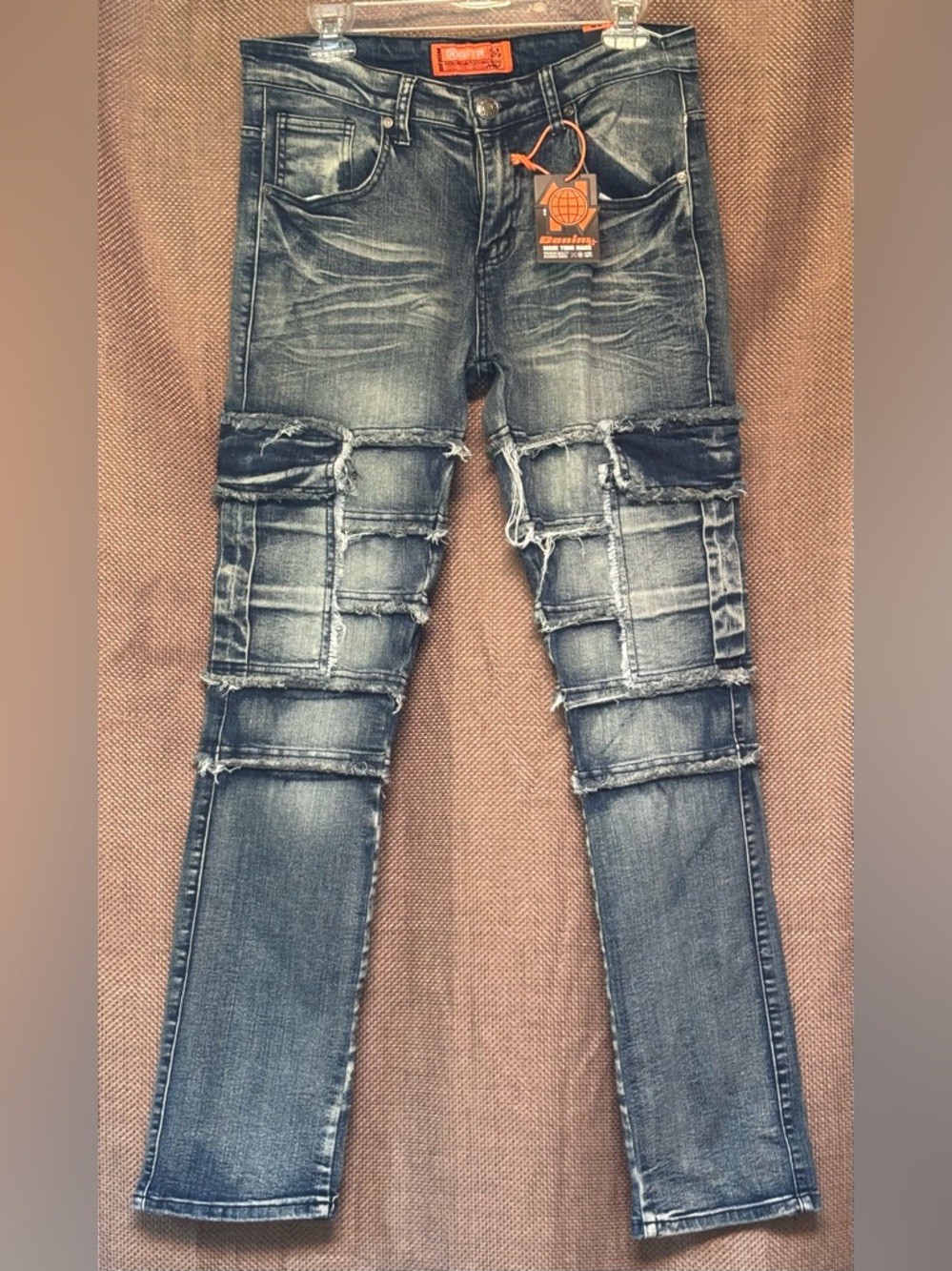 RGSTR Men's Slim Sz 30 Distressed Patchwork Jeans - Blue